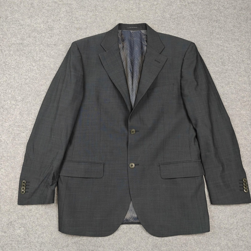 Lubiam Suit Jacket Mens 40R Gray Wool Nylon Two Button Classic Fit Italy